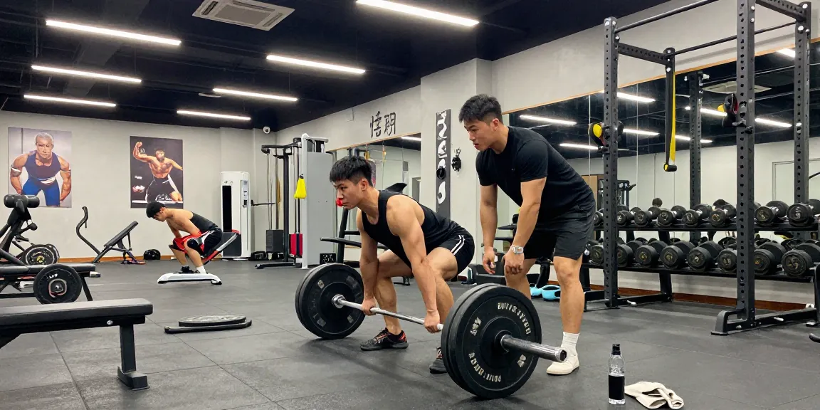 Unieke Pharma Steroiden Winkel: Bodybuilder die deadlifts uitvoert in moderne sportschool met krachtige omgeving