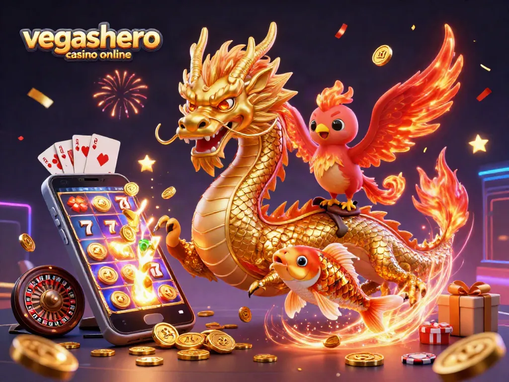 Win big at vegashero casino online with exciting games and bonuses amidst golden coins and dazzling characters.