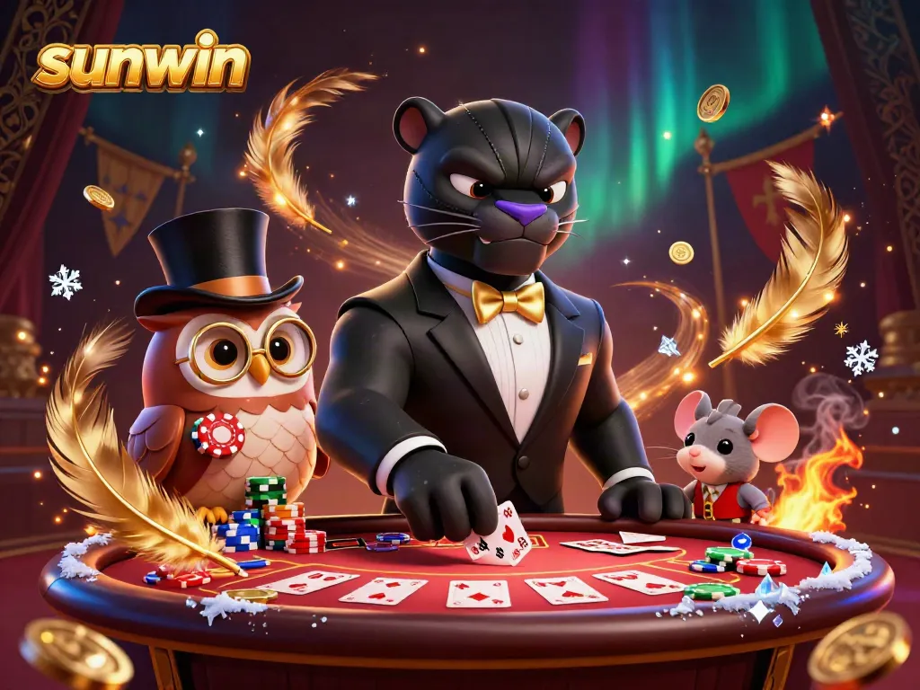 Experience thrilling play at sunwin with a stylish panther dealer and vibrant poker scene.