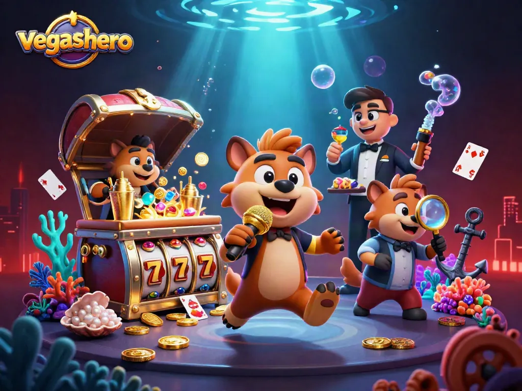 Experience the vibrant world of vegashero with a dynamic casino scene featuring hyenas in action.