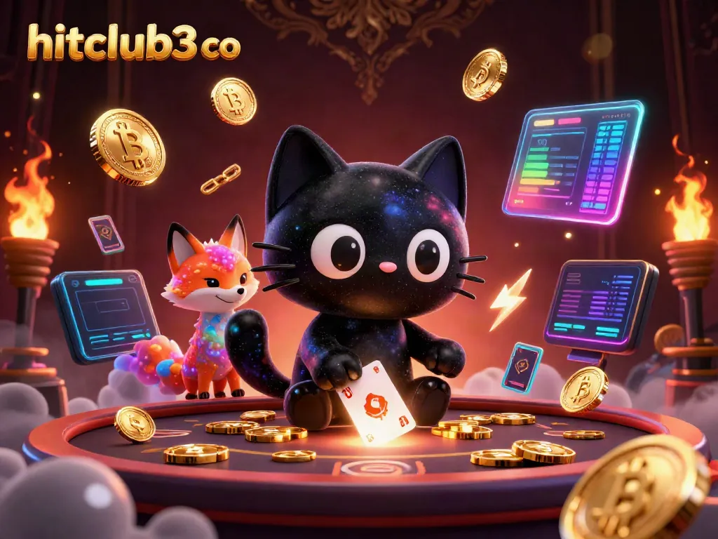 Experience gaming with hitclub3 co, featuring a cosmic casino scene with animated characters.
